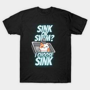 Sink or Swim? I Choose Swim Cute Calico Cat T-Shirt